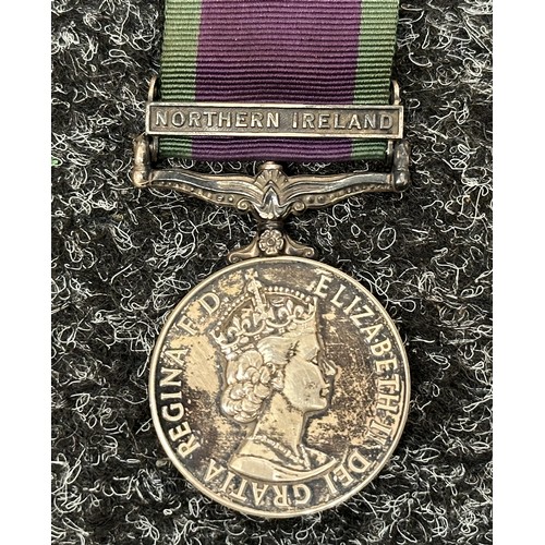 2062 - ERII General Service Medal with Northern Ireland clasp to “24538846 DVR D.C. ATHA RCT.” Complete wit... 