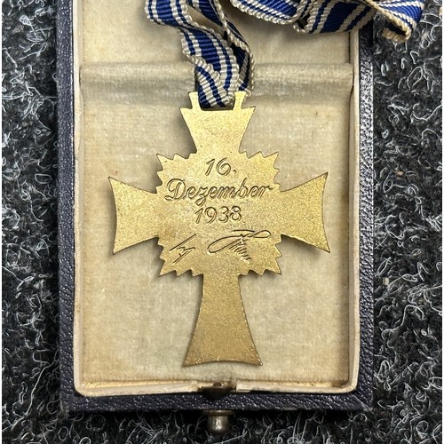 2086 - WW2 Third Reich Ehrenkreuz der Deutsche Mutter Erste Stufe - Mother's Cross 1st Class (Gold). Comple... 