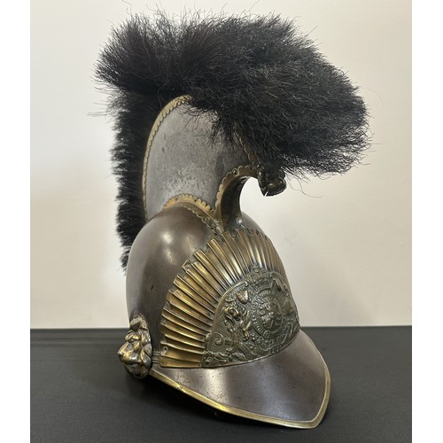 2112 - British Hanovarian Cavalry Helmet, Horse Hair Crest. All metal construction. 1820's. Has original Li... 