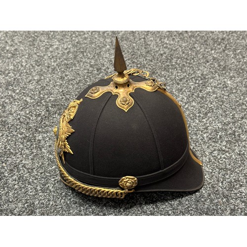 2121 - Edwardian British Officers Blue Cloth Helmet for 1st Volunteer Battalion York & Lancaster Regiment c... 