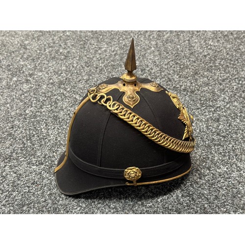 2121 - Edwardian British Officers Blue Cloth Helmet for 1st Volunteer Battalion York & Lancaster Regiment c... 