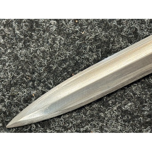 2122 - Swiss M1889 Bayonet with double fullered double edged blade 296mm in length. Maker marked 