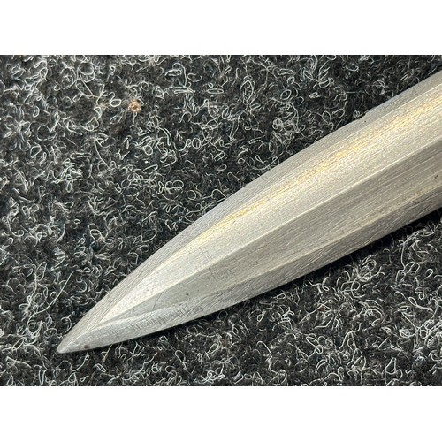 2122 - Swiss M1889 Bayonet with double fullered double edged blade 296mm in length. Maker marked 