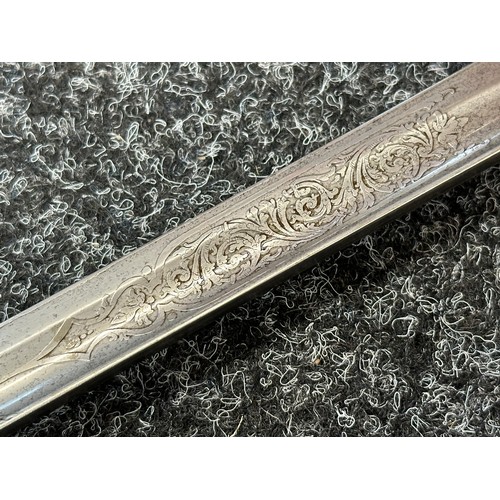 2123 - Victorian 1854 Pattern British Army Officers Sword with fullered etched blade with VR 835mm in lengt... 