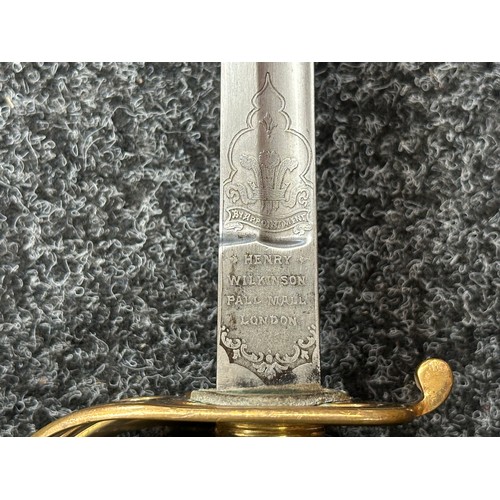 2123 - Victorian 1854 Pattern British Army Officers Sword with fullered etched blade with VR 835mm in lengt... 