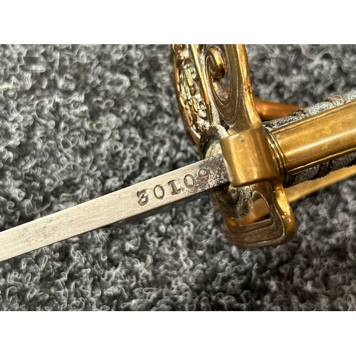 2123 - Victorian 1854 Pattern British Army Officers Sword with fullered etched blade with VR 835mm in lengt... 