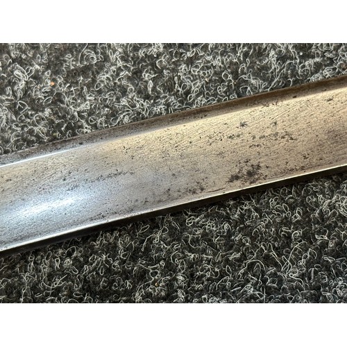 2124 - Napoleonic Era Sabre with curved fullered blade 865mm in length. Engraved to both side of the blade ... 