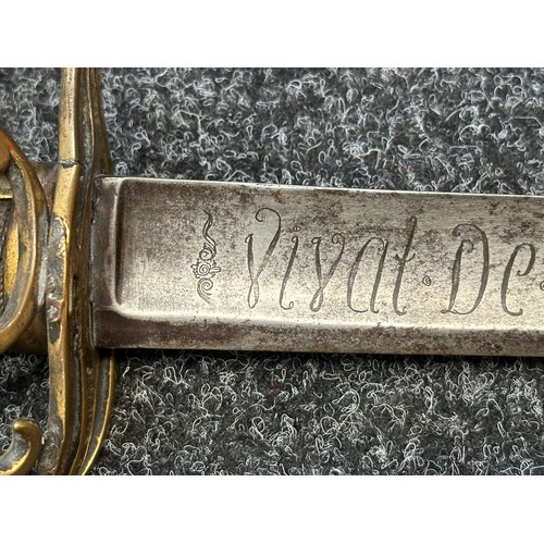 2124 - Napoleonic Era Sabre with curved fullered blade 865mm in length. Engraved to both side of the blade ... 