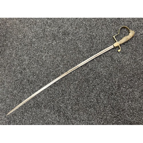 2126 - Imperial German Army Officers Lion Head Sword with curved, fullered blade with etched decoration 886... 