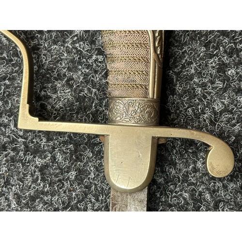 2126 - Imperial German Army Officers Lion Head Sword with curved, fullered blade with etched decoration 886... 