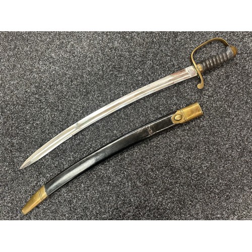 2127 - Victorian Police Hanger Sword with curved fullered blade 610mm in length with etched maker mark 