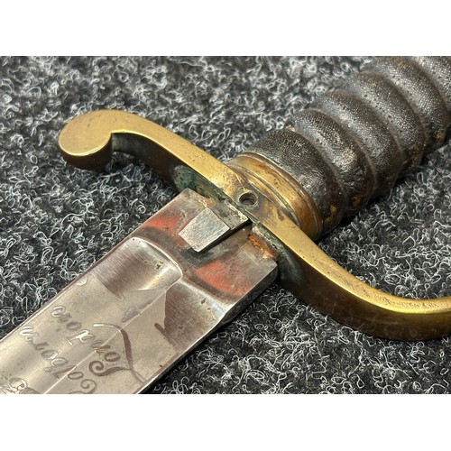 2127 - Victorian Police Hanger Sword with curved fullered blade 610mm in length with etched maker mark 