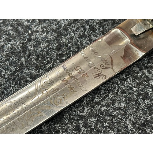 2127 - Victorian Police Hanger Sword with curved fullered blade 610mm in length with etched maker mark 