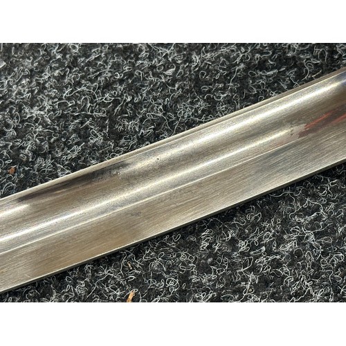 2127 - Victorian Police Hanger Sword with curved fullered blade 610mm in length with etched maker mark 