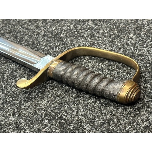 2127 - Victorian Police Hanger Sword with curved fullered blade 610mm in length with etched maker mark 