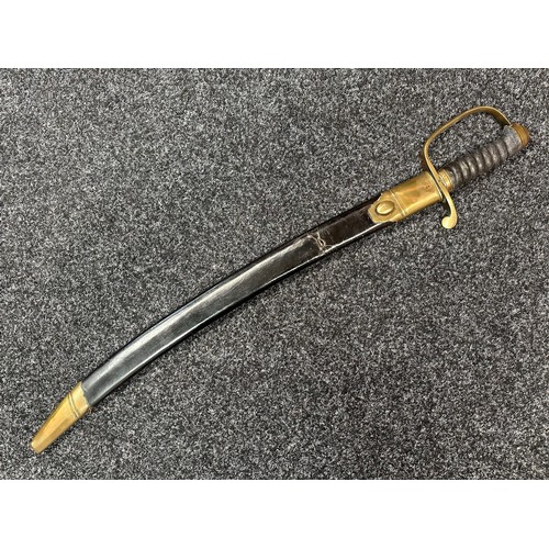 2127 - Victorian Police Hanger Sword with curved fullered blade 610mm in length with etched maker mark 