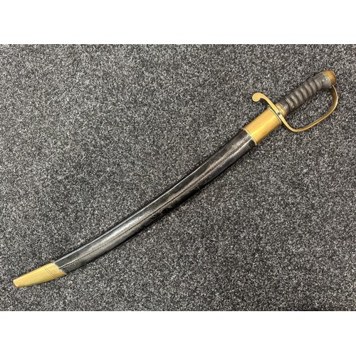 2127 - Victorian Police Hanger Sword with curved fullered blade 610mm in length with etched maker mark 