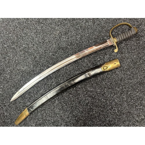 2128 - Victorian Police Hanger Sword with curved fullered blade 610mm in length with etched maker mark 