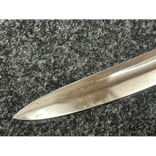 2128 - Victorian Police Hanger Sword with curved fullered blade 610mm in length with etched maker mark 