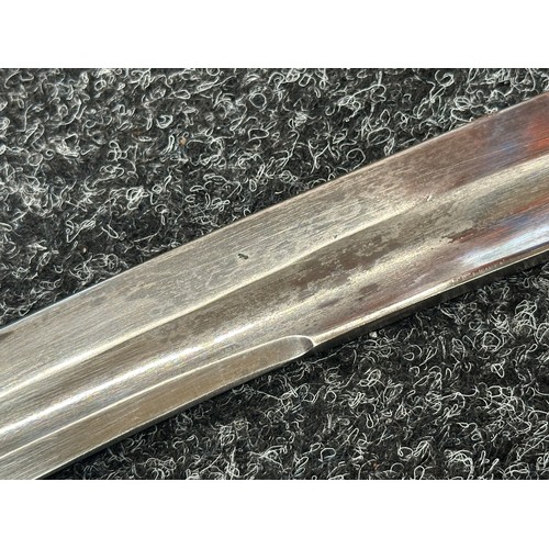 2128 - Victorian Police Hanger Sword with curved fullered blade 610mm in length with etched maker mark 