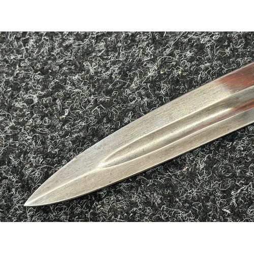 2128 - Victorian Police Hanger Sword with curved fullered blade 610mm in length with etched maker mark 