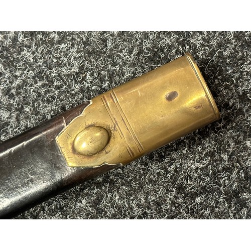 2128 - Victorian Police Hanger Sword with curved fullered blade 610mm in length with etched maker mark 