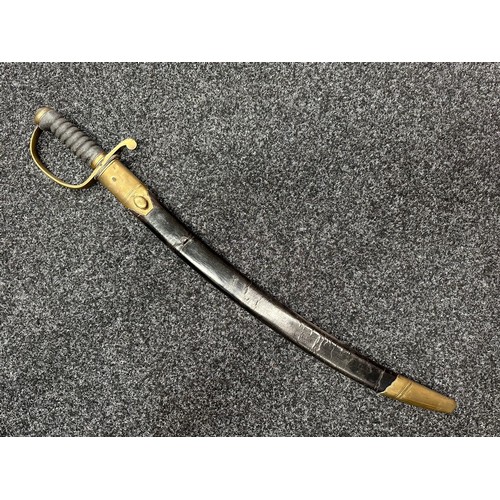 2128 - Victorian Police Hanger Sword with curved fullered blade 610mm in length with etched maker mark 