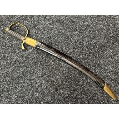 2128 - Victorian Police Hanger Sword with curved fullered blade 610mm in length with etched maker mark 