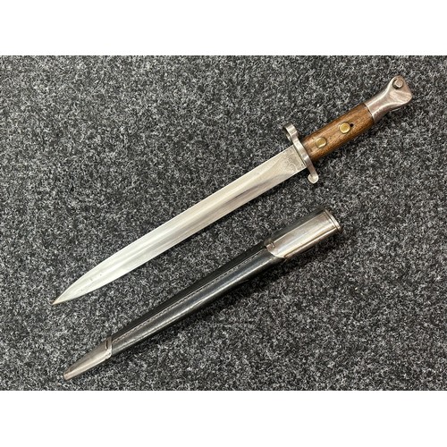 2129 - British Lee-Metford Bayonet with double edged blade 302mm in length, VR Crown dated 2/91 and with mu... 