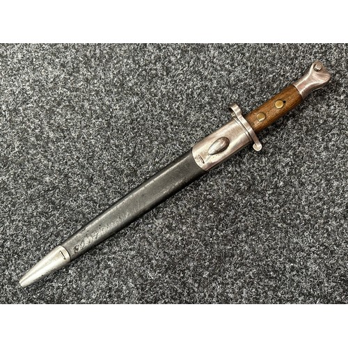 2129 - British Lee-Metford Bayonet with double edged blade 302mm in length, VR Crown dated 2/91 and with mu... 