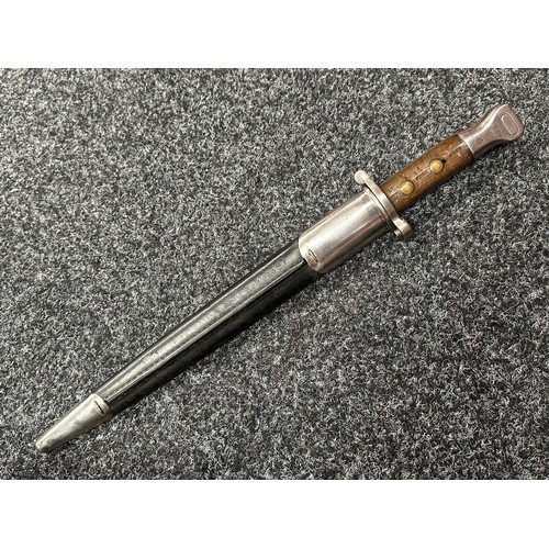 2129 - British Lee-Metford Bayonet with double edged blade 302mm in length, VR Crown dated 2/91 and with mu... 