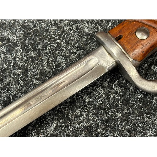 2131 - Mauser 1898 n/A Peruvian Contract Bayonet with pipe backed fullered blade 522mm in length, maker mar... 