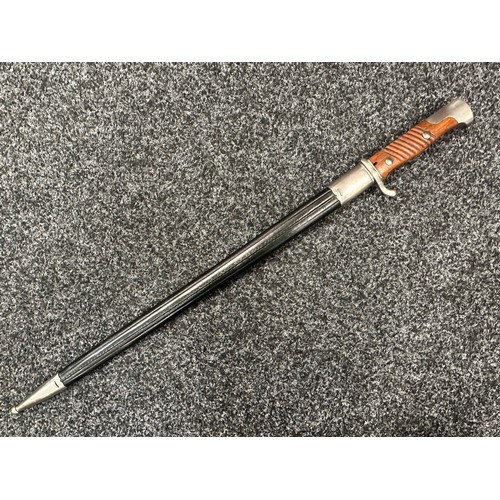 2131 - Mauser 1898 n/A Peruvian Contract Bayonet with pipe backed fullered blade 522mm in length, maker mar... 