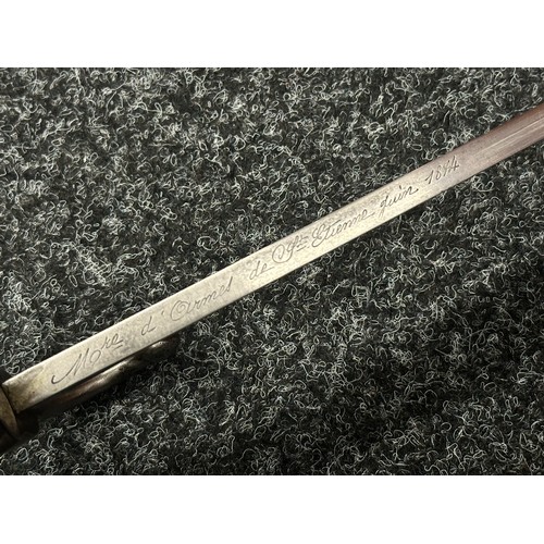 2132 - French 1866 Pattern Chassepot Bayonet with single edged fullered blade 575mm in length, maker marked... 