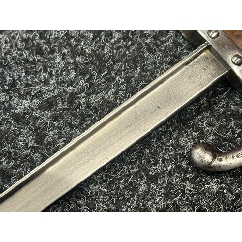 2133 - French MLE 74 Gras Bayonet with 522mm long blade, maker marked and dated to spine 