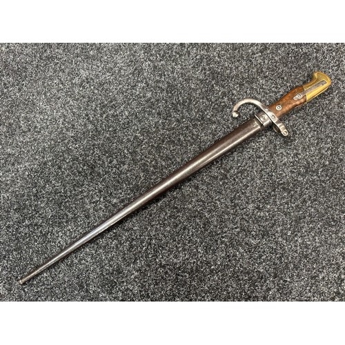 2133 - French MLE 74 Gras Bayonet with 522mm long blade, maker marked and dated to spine 