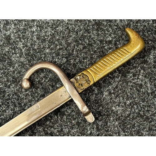 2135 - Chilean M1908 Police side arm with single edged blade 284mm in length. Created from the blade, gross... 