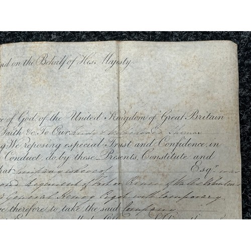 2136 - Napoleonic War Era British GR III Officers Commission document to Thomas Smith Esq. Captain in the 8... 