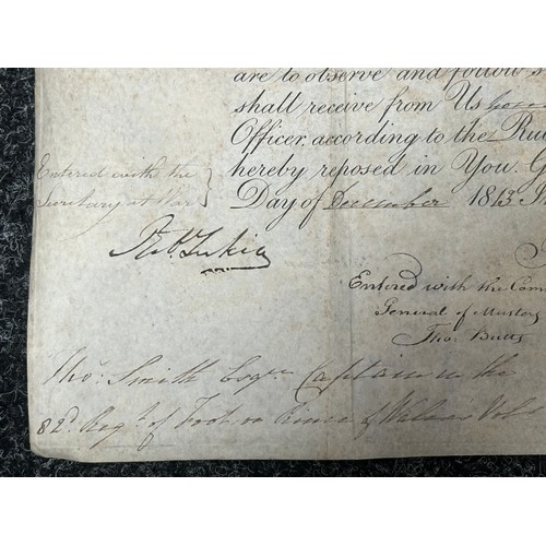 2136 - Napoleonic War Era British GR III Officers Commission document to Thomas Smith Esq. Captain in the 8... 