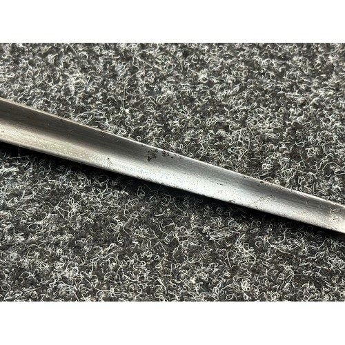 2138 - Socket bayonet with one flat and two fullered faces 400mm in length, maker marked 