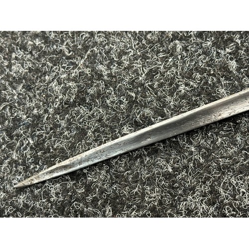 2138 - Socket bayonet with one flat and two fullered faces 400mm in length, maker marked 