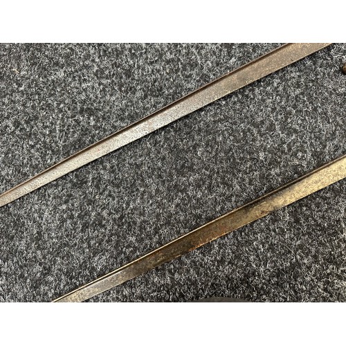 2145 - Pair of French MLE 74 Gras Bayonets, both without scabbards. One dated 1875 and the other 1876. Both... 