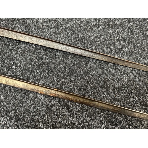 2145 - Pair of French MLE 74 Gras Bayonets, both without scabbards. One dated 1875 and the other 1876. Both... 