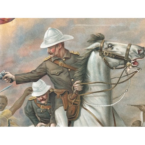 2150 - British Framed Print Battle of Khartoum 1898 Mahdist War showing Captain Kenna, 21st Lancers winning... 