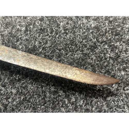 2151 - Chinese Dagger with single edged blade 210mm in length. Bone handle with carved decoration. Overall ... 