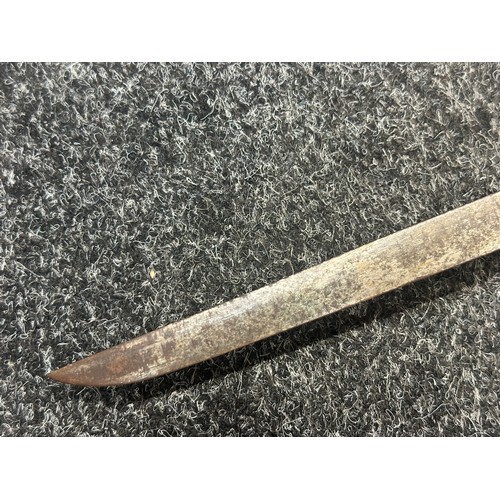 2151 - Chinese Dagger with single edged blade 210mm in length. Bone handle with carved decoration. Overall ... 