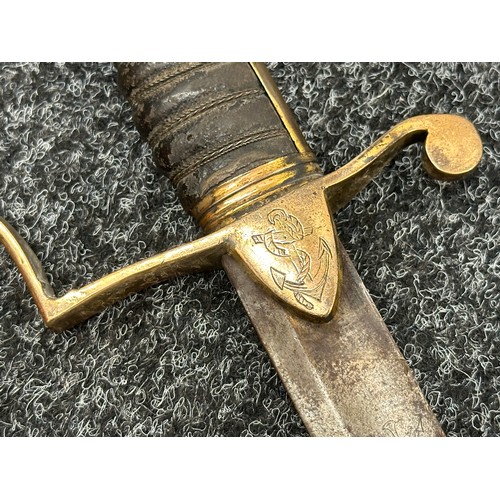 2152 - Georgian Royal Navy Warrant Officer’s Sword with fullered single edged blade with engraved decoratio... 