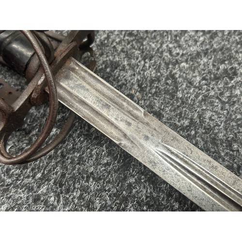 2157 - Scottish Basket Hilted Sword with double edged blade with double narrow fullers 845mm in length. No ... 