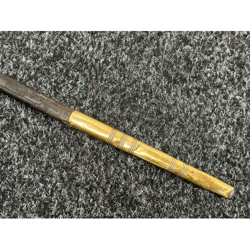 2158 - Court Sword with double edged blade 755mm in length, etched decoration, blued finish, maker marked 