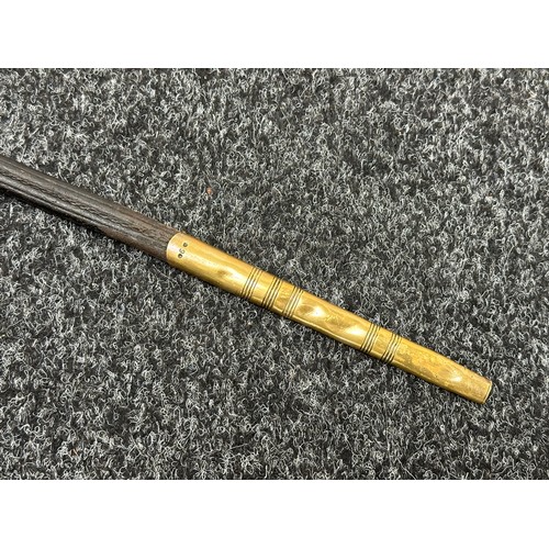 2158 - Court Sword with double edged blade 755mm in length, etched decoration, blued finish, maker marked 